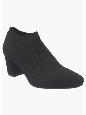 Impo Black Knit Block Heel Ankle Boot Size 9.5